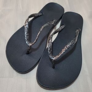 Black Sparkly Flip Flops